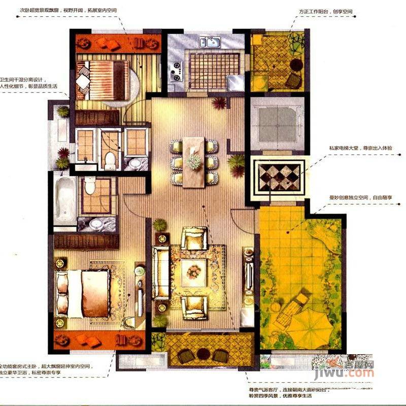 象屿鼎城3室2厅2卫122㎡户型图