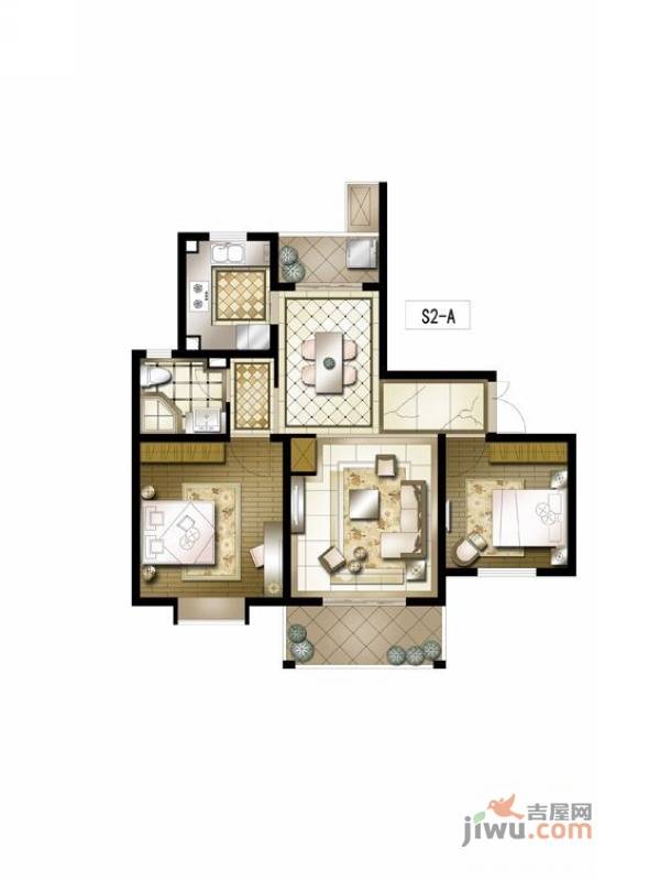 鹏欣一品漫城四期公寓2室2厅1卫92㎡户型图