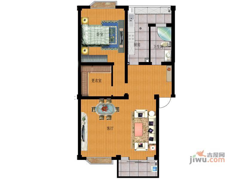 祥云新城2室2厅1卫100㎡户型图