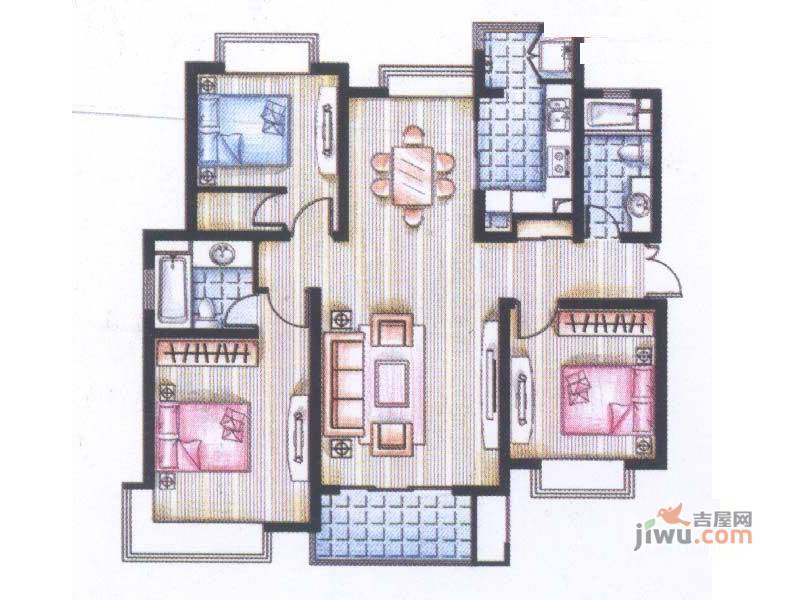 和欣国际花园3室2厅2卫122㎡户型图