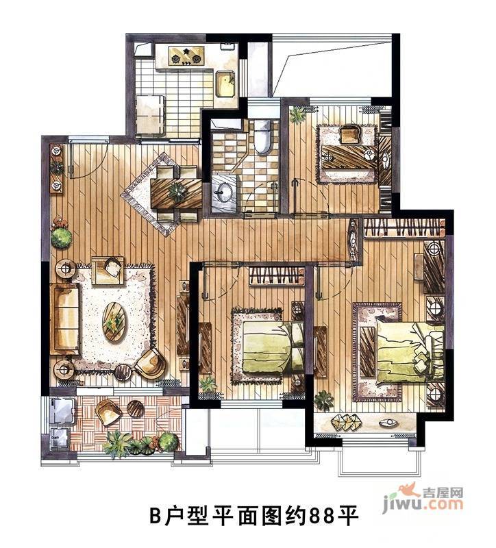 绿地凯旋宫普通住宅88㎡户型图