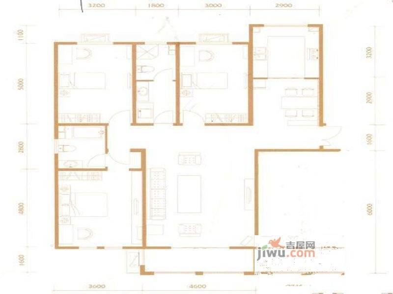 宏大观园3室2厅2卫147㎡户型图