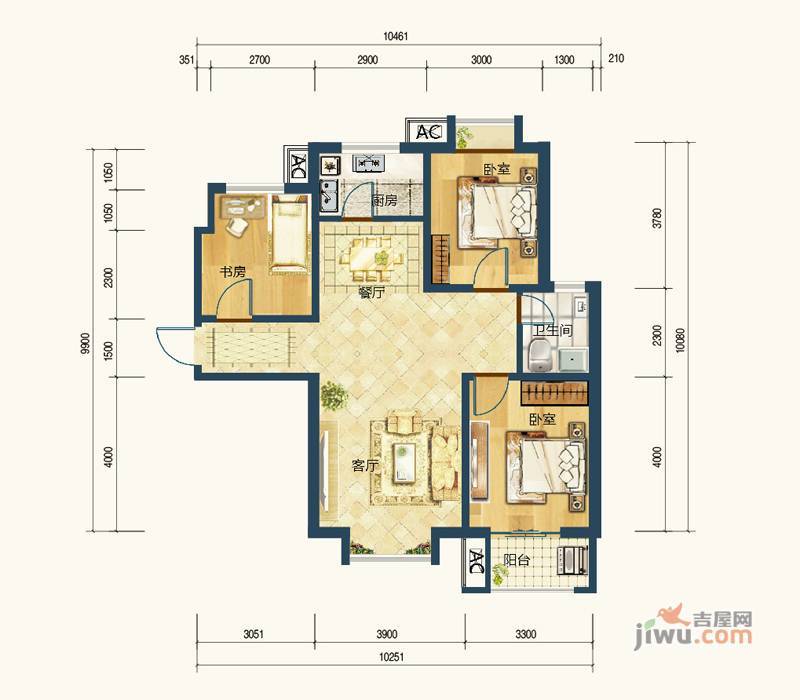 北斗星城东区·御府3室2厅1卫112㎡户型图