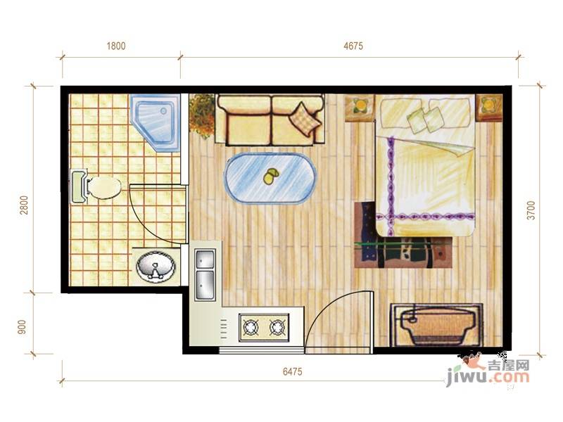 碧桂园天悦公馆1室1厅1卫31.9㎡户型图