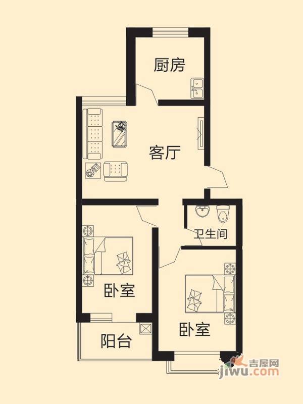 阳光蓝岸3室2厅1卫89.5㎡户型图