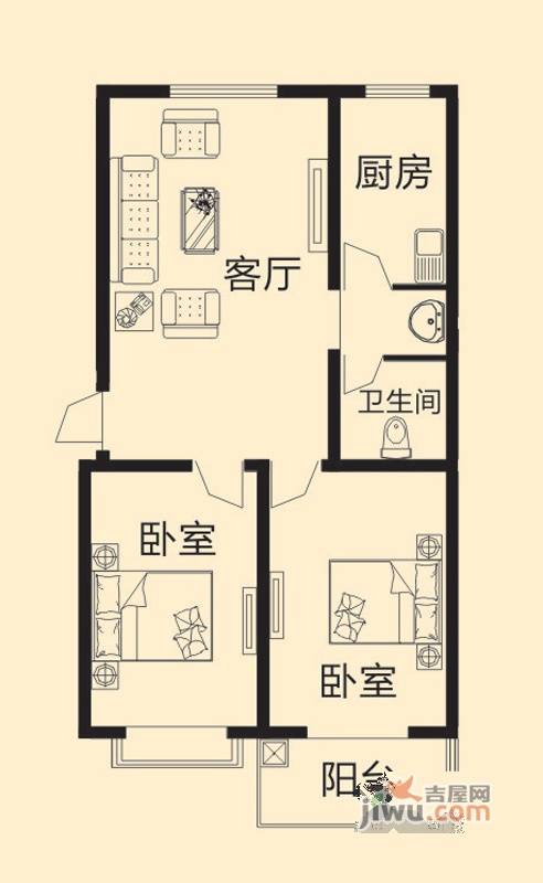 阳光蓝岸3室2厅1卫89.5㎡户型图