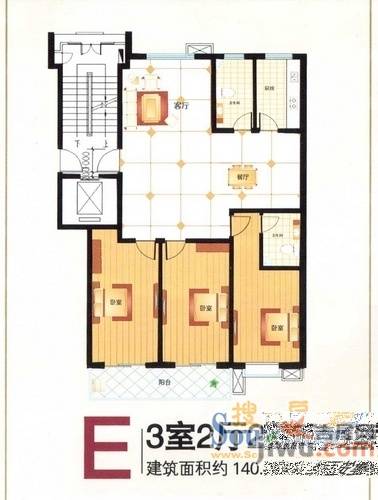 桃花源3室2厅2卫140.5㎡户型图