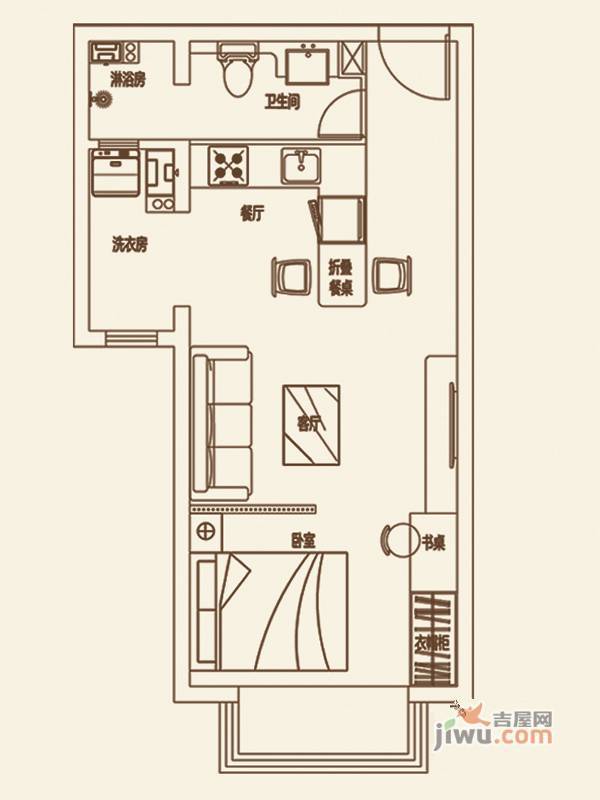 岚桥·MINI公馆2室2厅1卫46㎡户型图