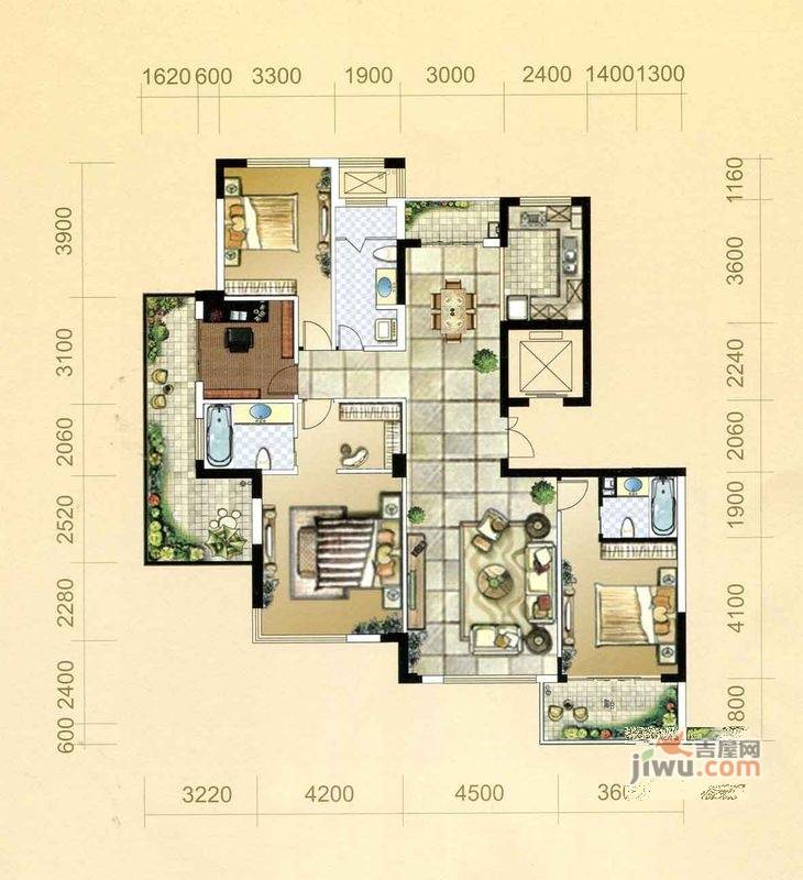 盛世豪庭香园4室2厅3卫182㎡户型图