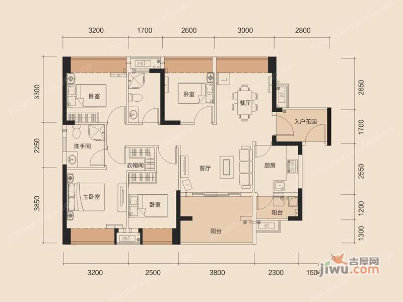 安鸿峰景苑4室2厅2卫115.9㎡户型图