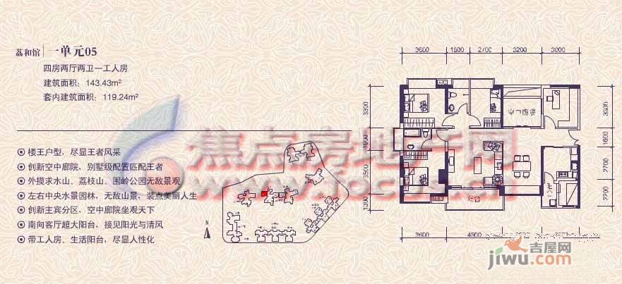 信义荔山公馆4室2厅2卫户型图