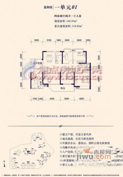 信义荔山公馆4室2厅2卫户型图