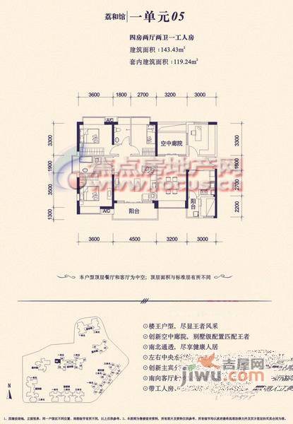 信义荔山公馆4室2厅2卫户型图