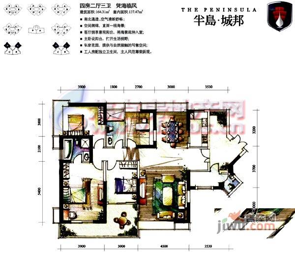 半岛城邦4室2厅3卫户型图