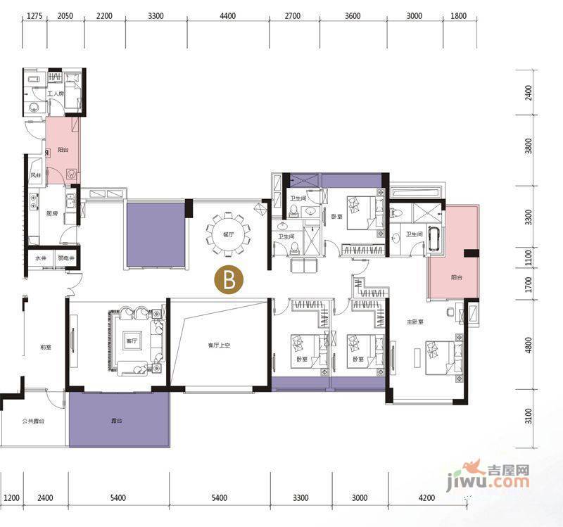 莱蒙水榭春天3室2厅2卫255㎡户型图