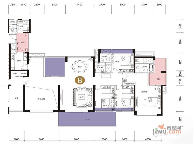 莱蒙水榭春天3室2厅2卫255㎡户型图