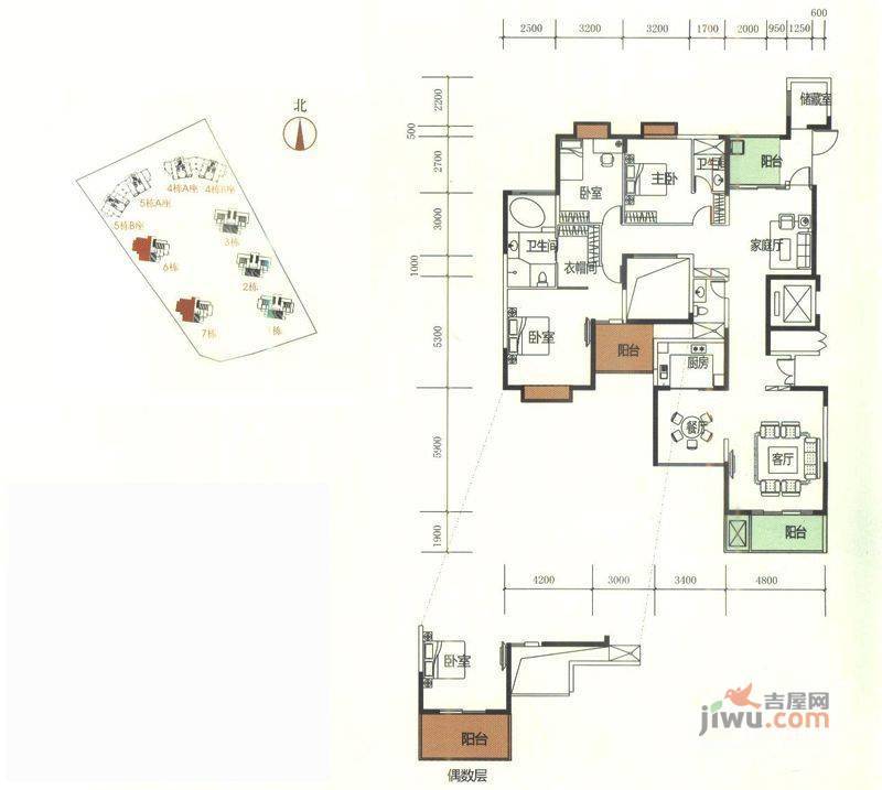 振业城四五期5室3厅3卫351㎡户型图