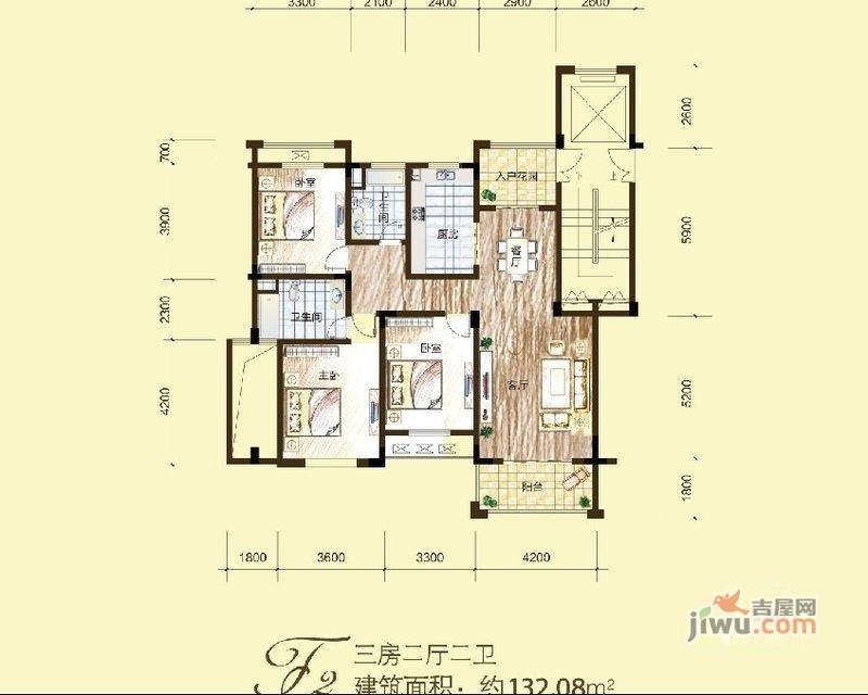 黄浦·阳光福邸3室2厅1卫119㎡户型图