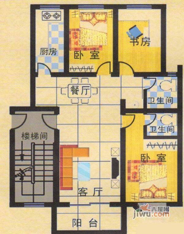 CBD中心城3室2厅1卫户型图