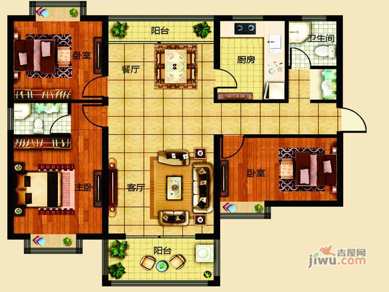 龙都海洋新世界普通住宅131.4㎡户型图