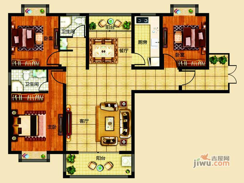 龙都海洋新世界普通住宅131.4㎡户型图