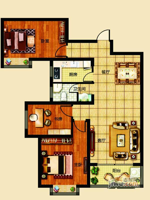 龙都海洋新世界普通住宅131.4㎡户型图