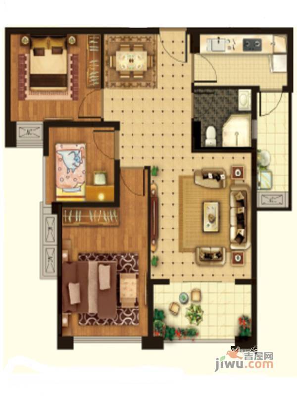 中环荣域3室2厅2卫104.1㎡户型图