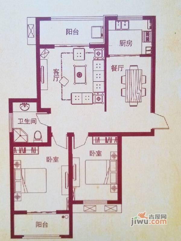 昌建欧洲故事3室2厅1卫124.5㎡户型图