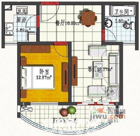 金色水岸花园3室0厅1卫户型图