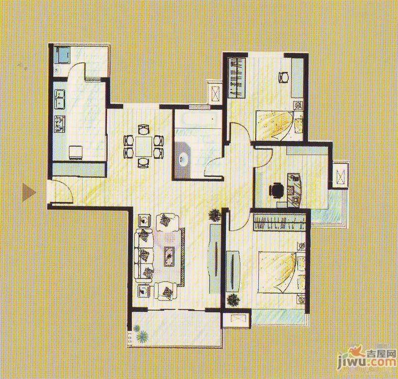 湖山新意3室2厅1卫117㎡户型图