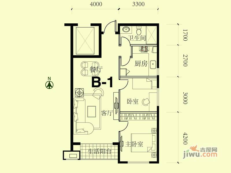 阳光上城上和园2室2厅1卫94.2㎡户型图