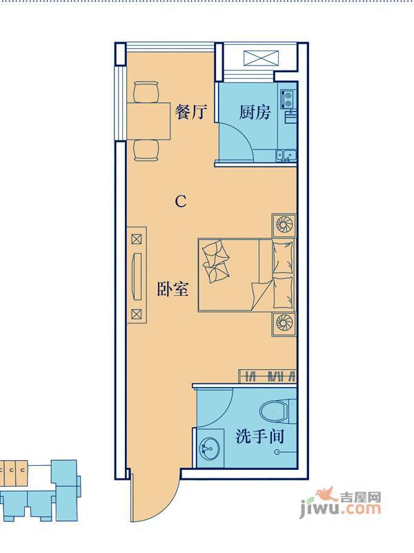 金域蓝郡2室2厅1卫84㎡户型图