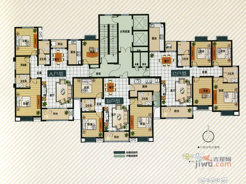 光达宛都名邸3室2厅2卫140㎡户型图