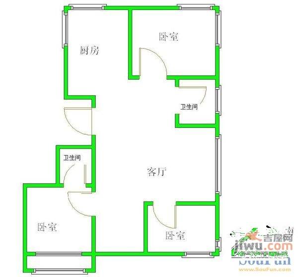 翠江锦苑3室1厅2卫户型图