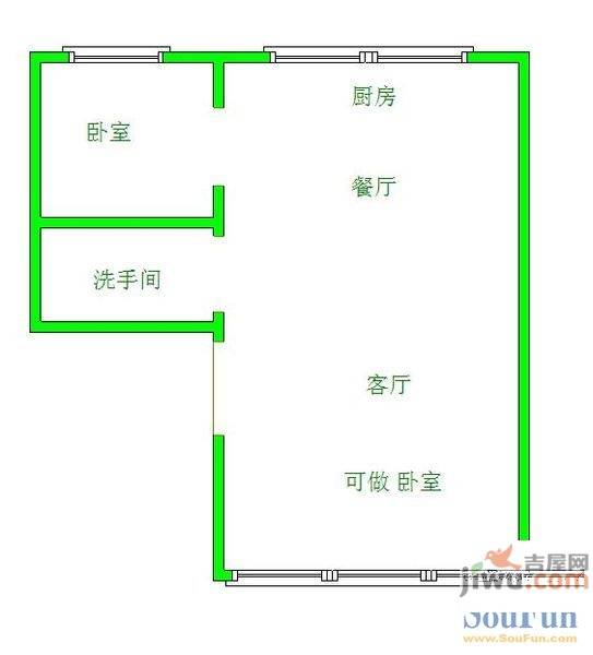 翠江锦苑1室2厅1卫户型图