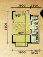 香山景园1室1厅1卫47.4㎡户型图