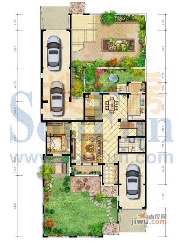 高地爱莲堡花园6室2厅3卫260㎡户型图