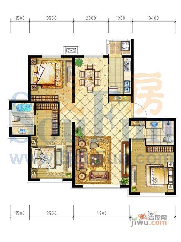 高地爱莲堡花园6室2厅3卫260㎡户型图