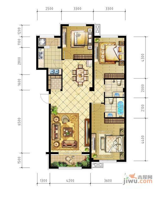 高地爱莲堡花园6室2厅3卫260㎡户型图