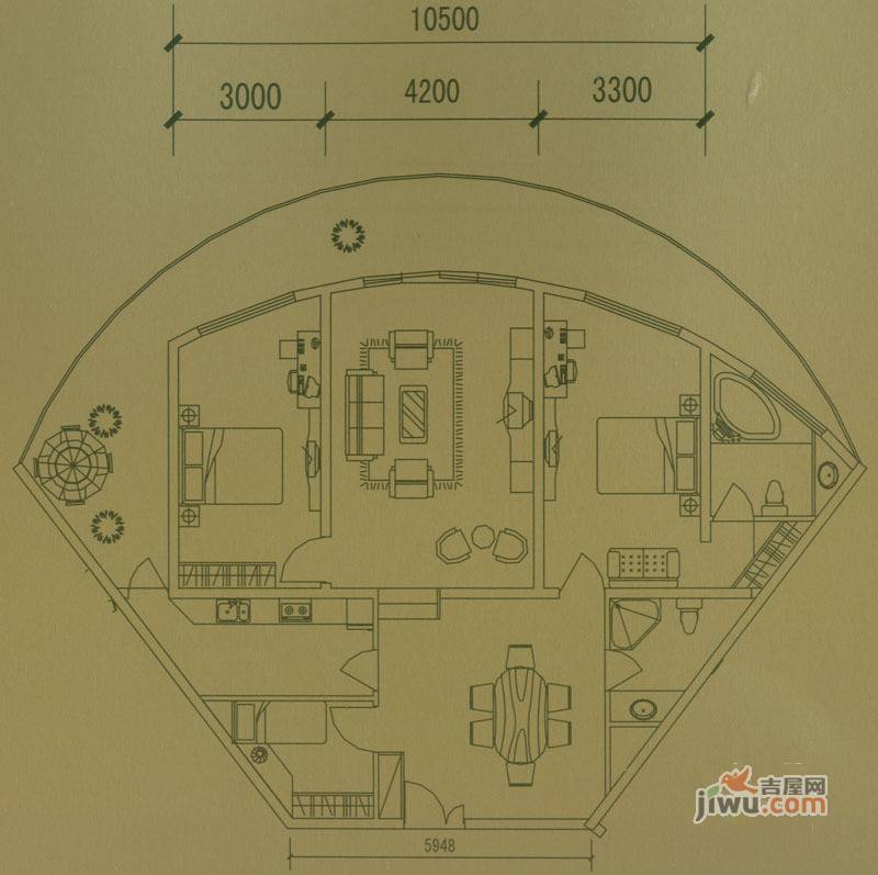 洱海龙湾3室2厅2卫150㎡户型图