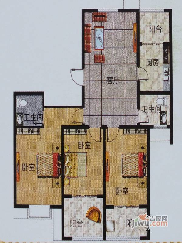 清风和祥家园3室1厅2卫143㎡户型图