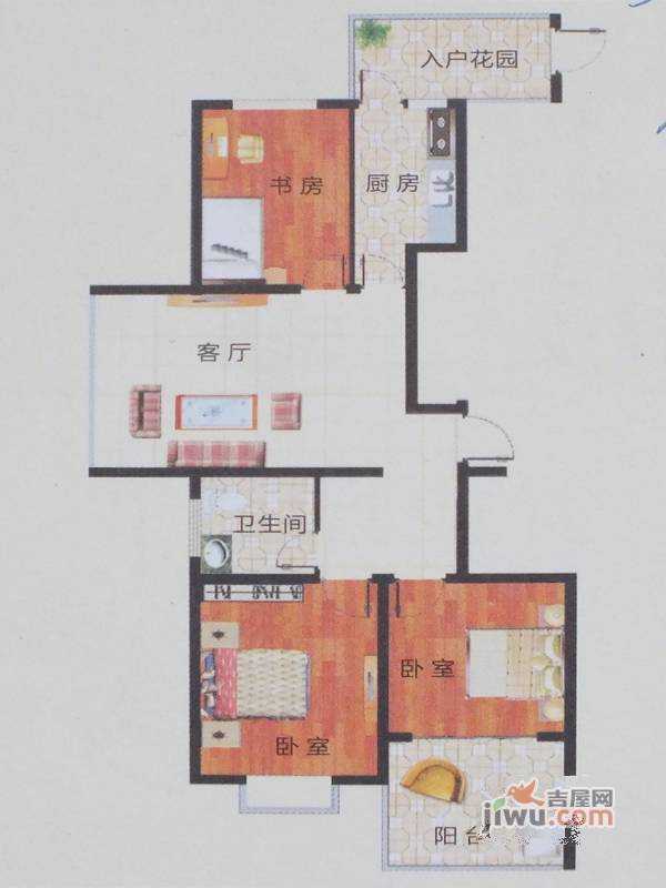 清风和祥家园3室1厅1卫116㎡户型图