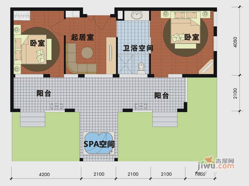 天沐温泉谷3室1厅1卫65㎡户型图