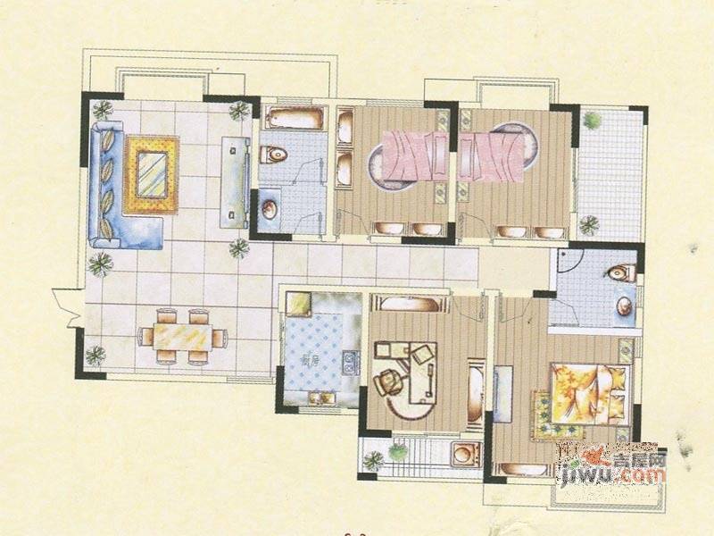 创信中央皇庭4室2厅2卫158.6㎡户型图