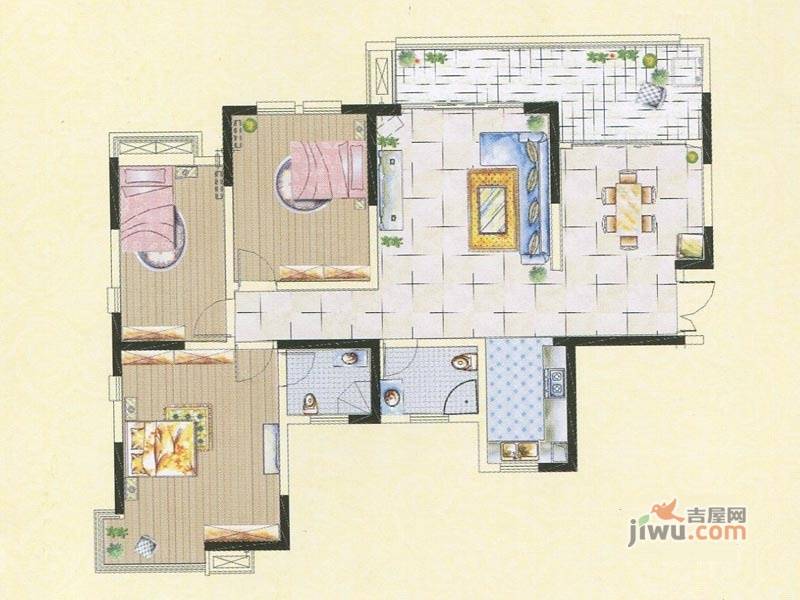 创信中央皇庭3室2厅2卫139.9㎡户型图