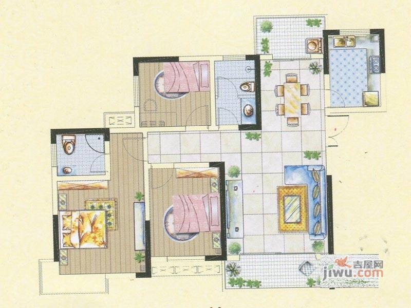 创信中央皇庭3室2厅2卫119.7㎡户型图