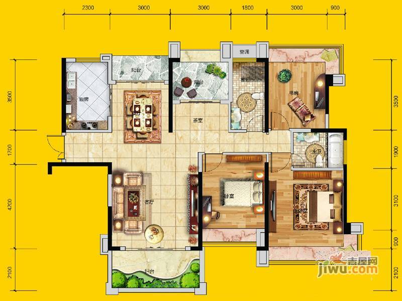 高科慧谷阳光3室0厅2卫149.4㎡户型图