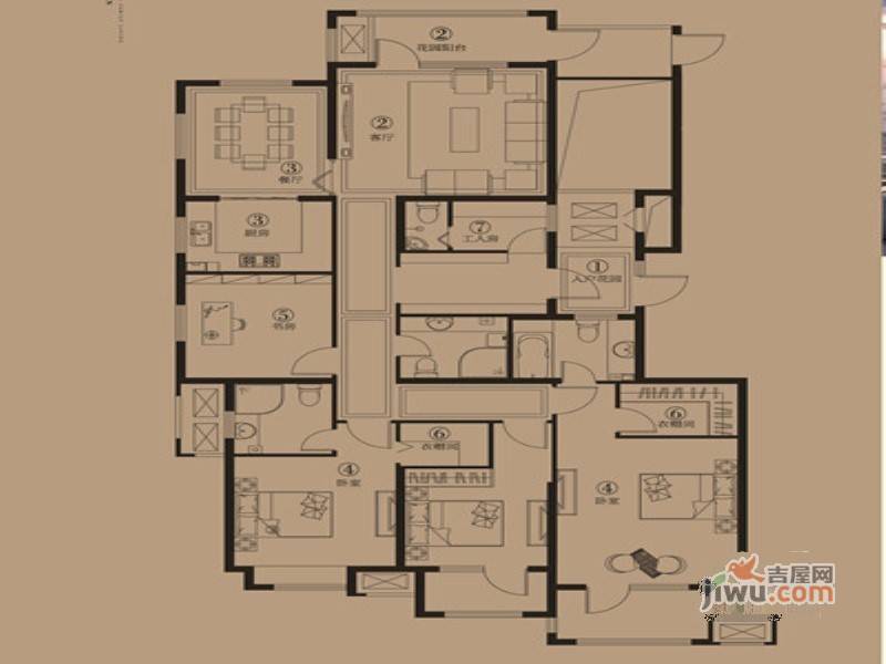 荣盛华府4室2厅3卫180㎡户型图