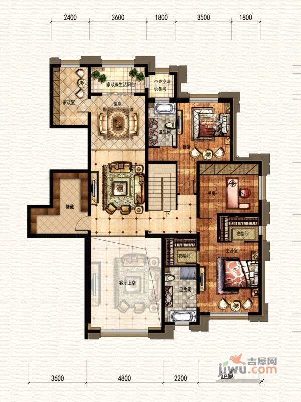 廊坊孔雀城大公馆5室3厅4卫273㎡户型图