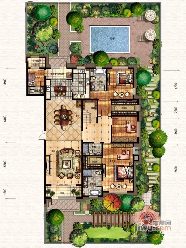 廊坊孔雀城大公馆5室3厅4卫273㎡户型图